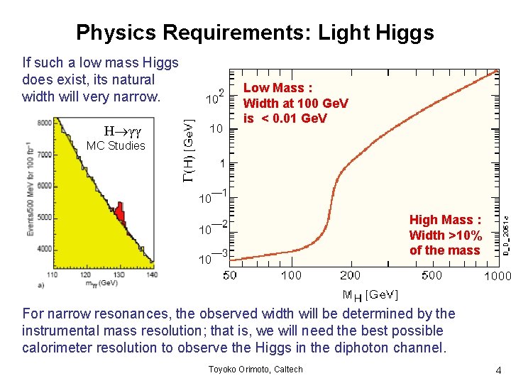 Physics Requirements: Light Higgs If such a low mass Higgs does exist, its natural