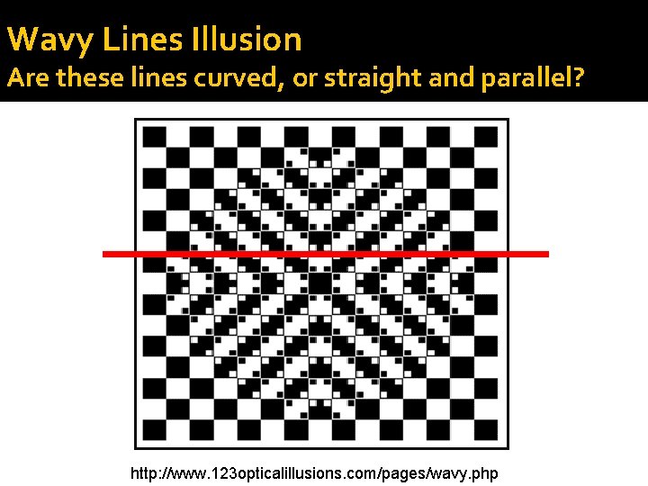 Wavy Lines Illusion Are these lines curved, or straight and parallel? http: //www. 123