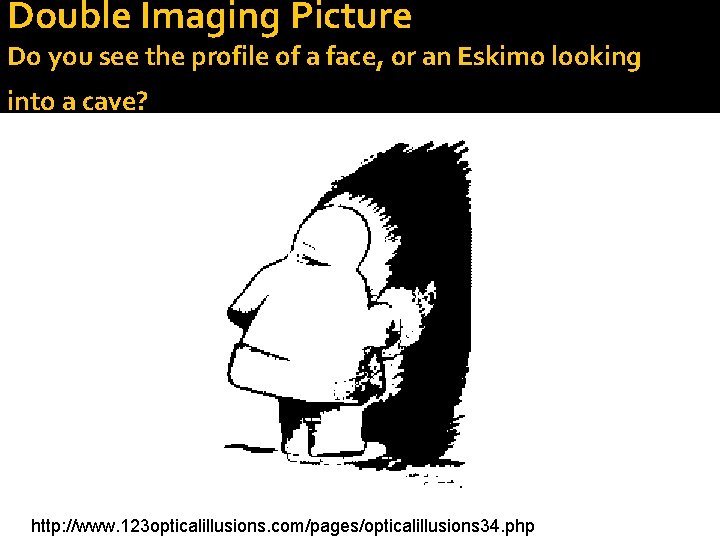 Double Imaging Picture Do you see the profile of a face, or an Eskimo