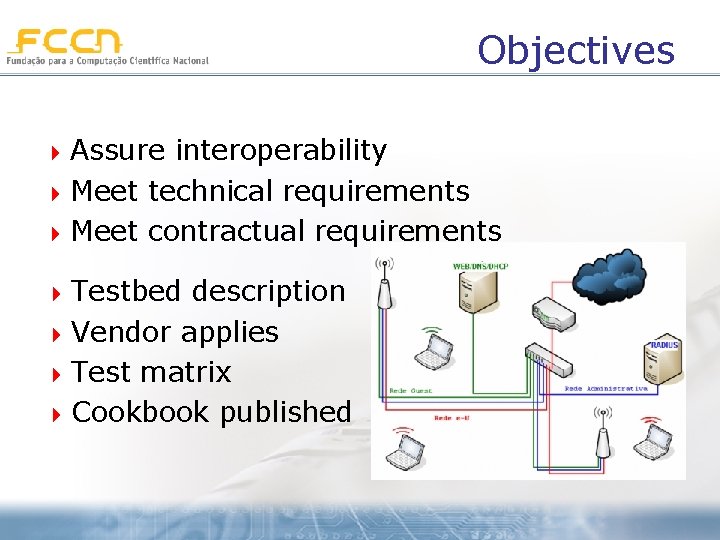 Objectives 4 Assure interoperability 4 Meet technical requirements 4 Meet contractual requirements 4 Testbed