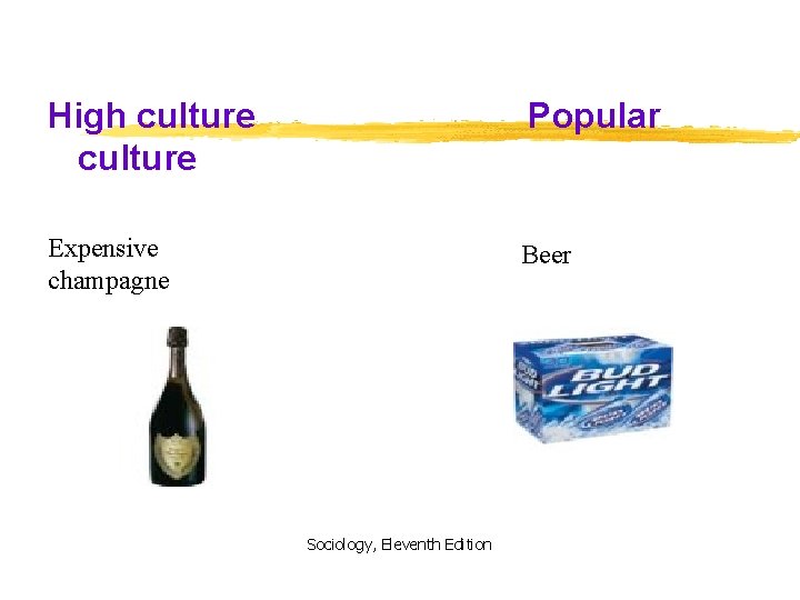 High culture Popular Expensive champagne Beer Sociology, Eleventh Edition 