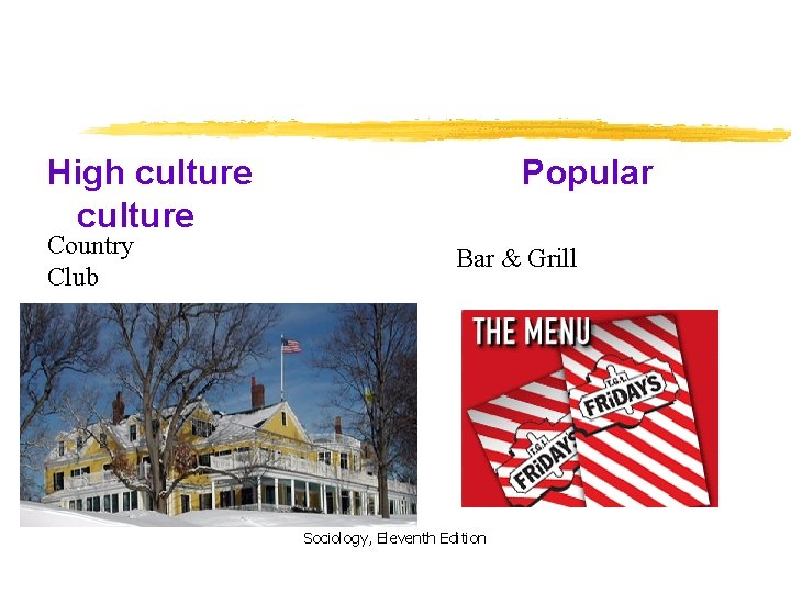 High culture Country Club Popular Bar & Grill Sociology, Eleventh Edition 