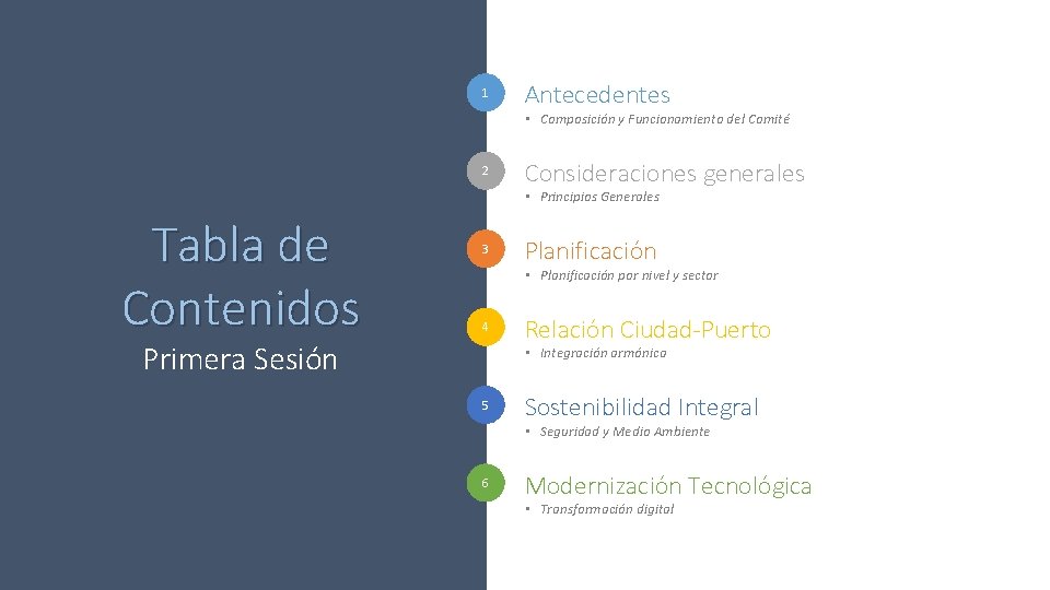 1 Antecedentes • Composición y Funcionamiento del Comité 2 Consideraciones generales • Principios Generales