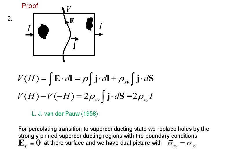Proof 2. L. J. van der Pauw (1958) For percolating transition to superconducting state Proof 2. L. J. van der Pauw (1958) For percolating transition to superconducting state