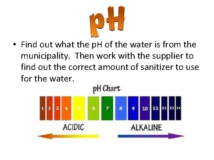  • Find out what the p. H of the water is from the