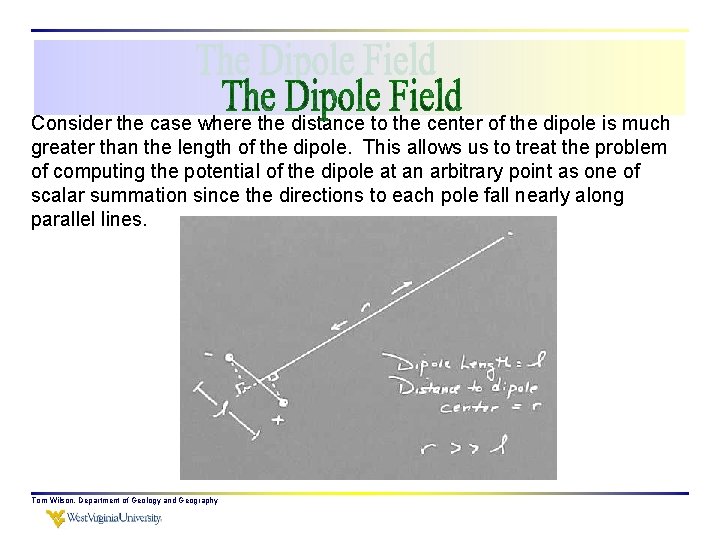 Consider the case where the distance to the center of the dipole is much