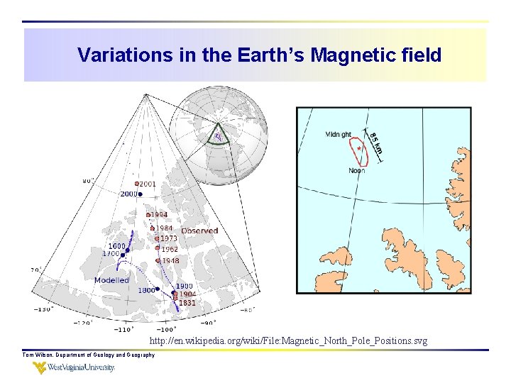 Variations in the Earth’s Magnetic field http: //en. wikipedia. org/wiki/File: Magnetic_North_Pole_Positions. svg Tom Wilson,