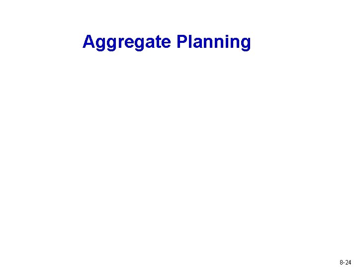 Aggregate Planning 8 -24 Aggregate Planning 8 -24