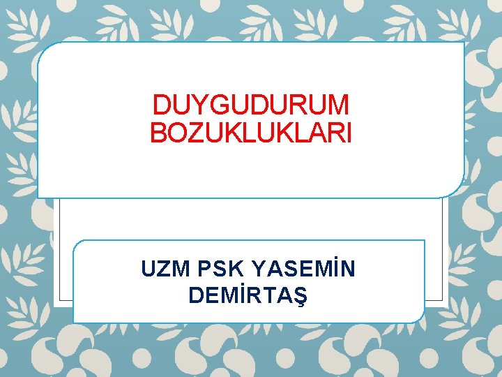 DUYGUDURUM BOZUKLUKLARI UZM PSK YASEMİN DEMİRTAŞ 
