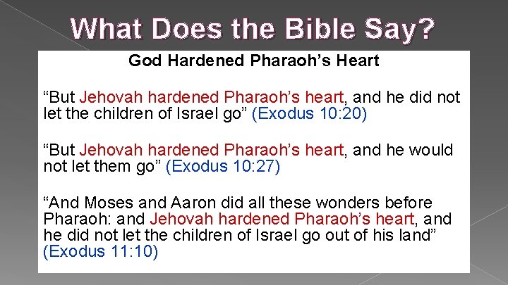 What Does the Bible Say? God Hardened Pharaoh’s Heart “But Jehovah hardened Pharaoh’s heart,