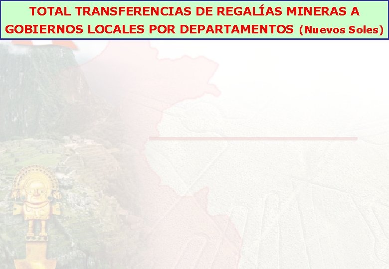 TOTAL TRANSFERENCIAS DE REGALÍAS MINERAS A GOBIERNOS LOCALES POR DEPARTAMENTOS (Nuevos Soles) 