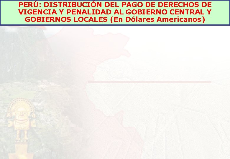 PERÚ: DISTRIBUCIÓN DEL PAGO DE DERECHOS DE VIGENCIA Y PENALIDAD AL GOBIERNO CENTRAL Y