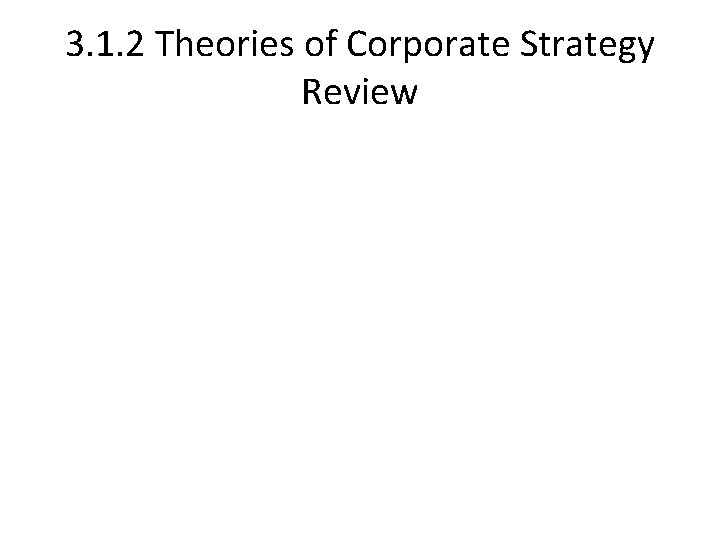 3. 1. 2 Theories of Corporate Strategy Review 3. 1. 2 Theories of Corporate Strategy Review