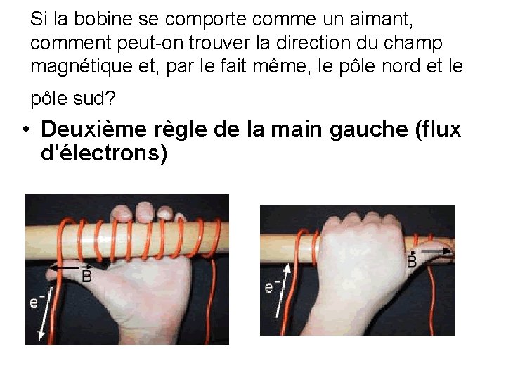 Si la bobine se comporte comme un aimant, comment peut-on trouver la direction Si la bobine se comporte comme un aimant, comment peut-on trouver la direction
