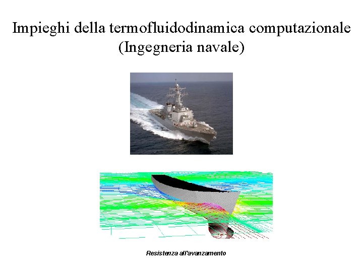 Impieghi della termofluidodinamica computazionale (Ingegneria navale) Resistenza all’avanzamento 
