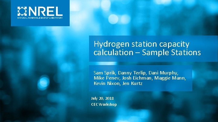 Hydrogen station capacity calculation – Sample Stations Sam Sprik, Danny Terlip, Dani Murphy, Mike