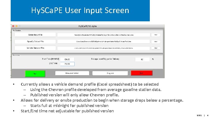 Hy. SCa. PE User Input Screen • • • Currently allows a vehicle demand