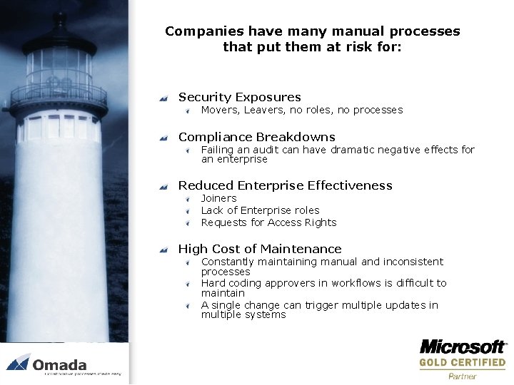 Companies have many manual processes that put them at risk for: Security Exposures Movers,