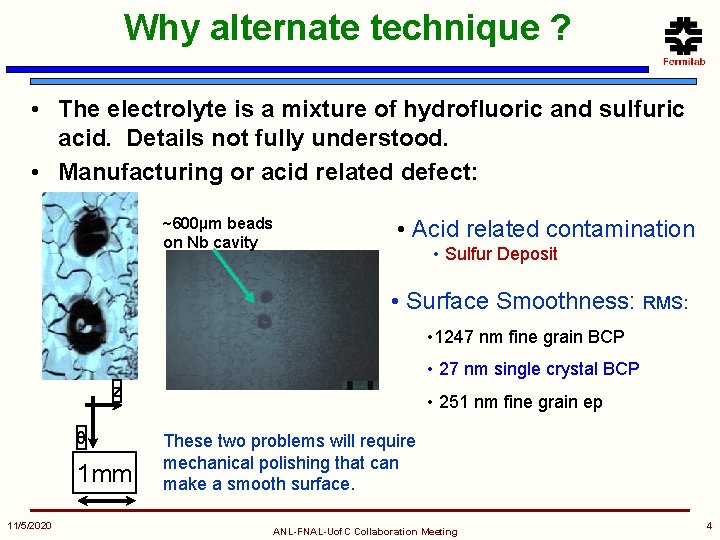 Why alternate technique ? • The electrolyte is a mixture of hydrofluoric and sulfuric