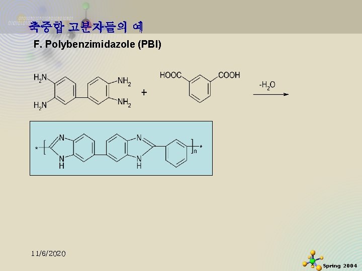 축중합 고분자들의 예 F. Polybenzimidazole (PBI) 11/6/2020 Spring 2004 