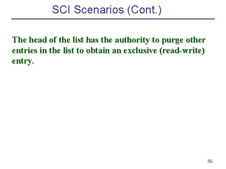 SCI Scenarios (Cont. ) The head of the list has the authority to purge