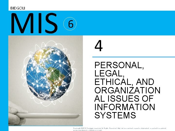 MIS BIDGOLI 6 4 PERSONAL, LEGAL, ETHICAL, AND ORGANIZATION AL ISSUES OF INFORMATION SYSTEMS