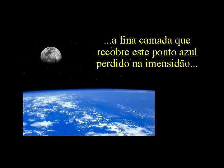 . . . a fina camada que recobre este ponto azul perdido na imensidão.