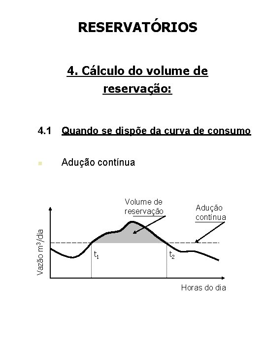 RESERVATÓRIOS 4. Cálculo do volume de reservação: 4. 1 Quando se dispõe da curva