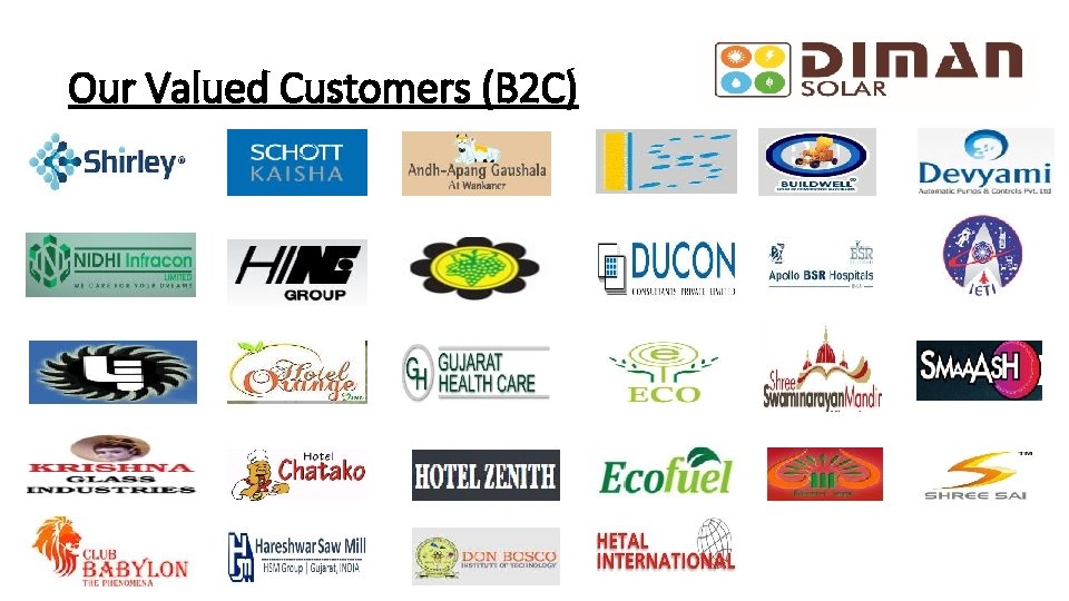 Our Valued Customers (B 2 C) 