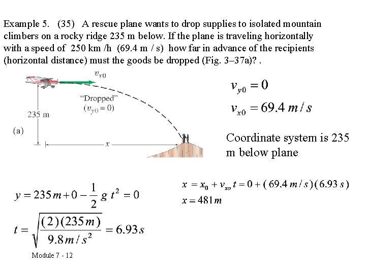 Example 5. (35) A rescue plane wants to drop supplies to isolated mountain climbers