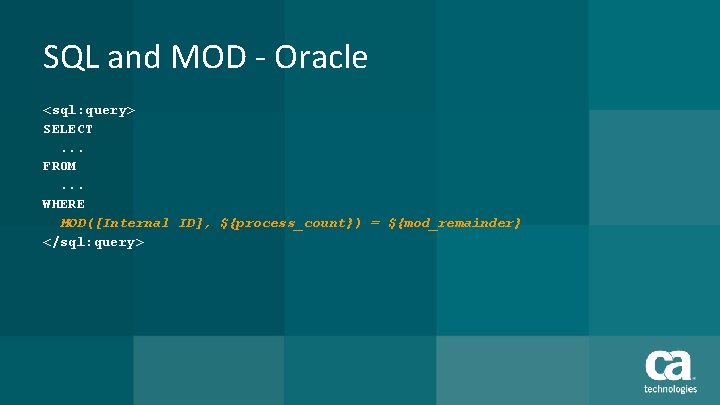 SQL and MOD - Oracle <sql: query> SELECT. . . FROM. . . WHERE