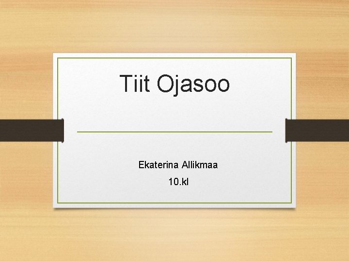 Tiit Ojasoo Ekaterina Allikmaa 10. kl 