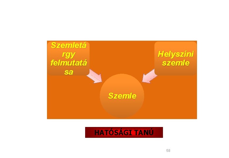 Szemletá rgy felmutatá sa Helyszíni szemle Szemle HATÓSÁGI TANÚ 58 