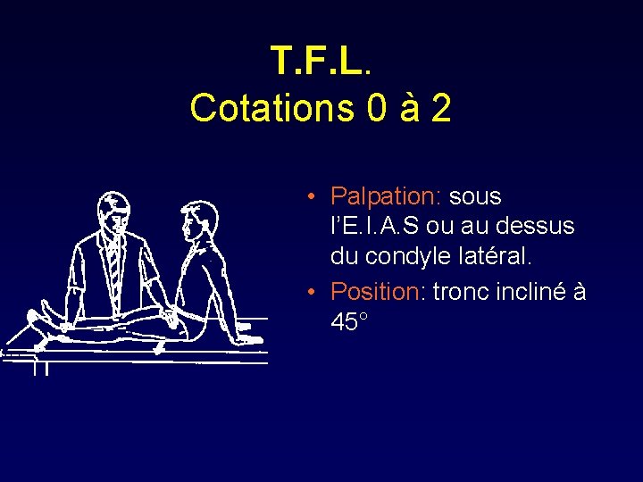 T. F. L. Cotations 0 à 2 • Palpation: sous l’E. I. A. S