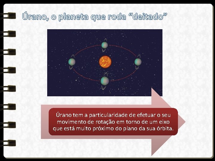 Úrano, o planeta que roda “deitado” Úrano tem a particularidade de efetuar o seu