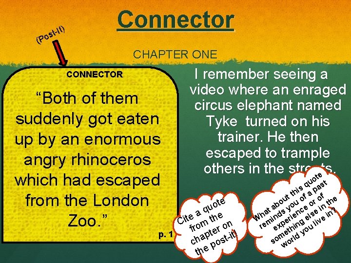 (P -It) t s o Connector CHAPTER ONE CONNECTOR “Both of them suddenly got