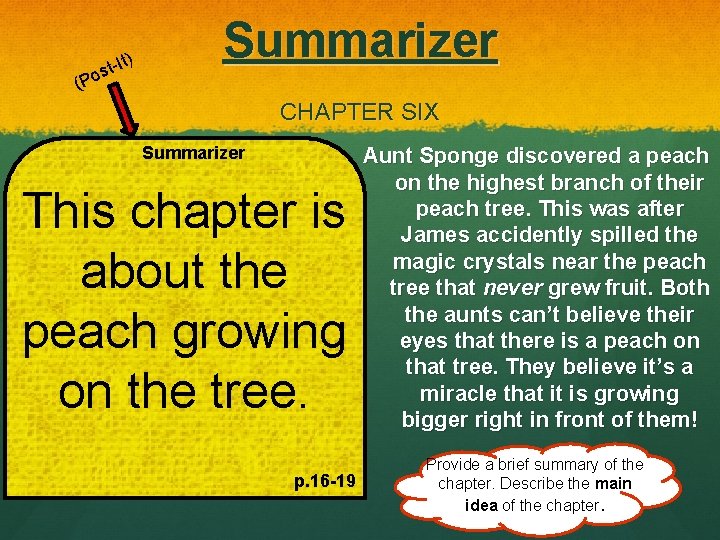 (P -It) t s o Summarizer CHAPTER SIX Summarizer This chapter is about the