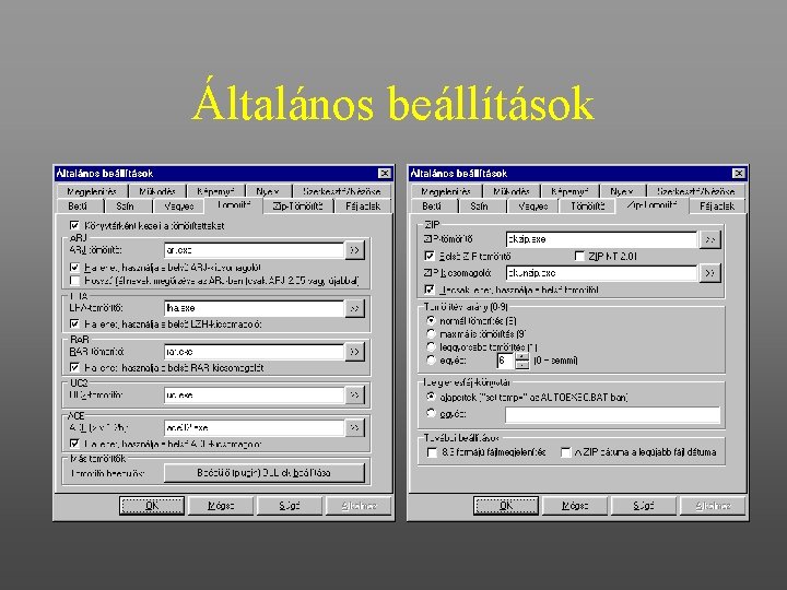 Általános beállítások 