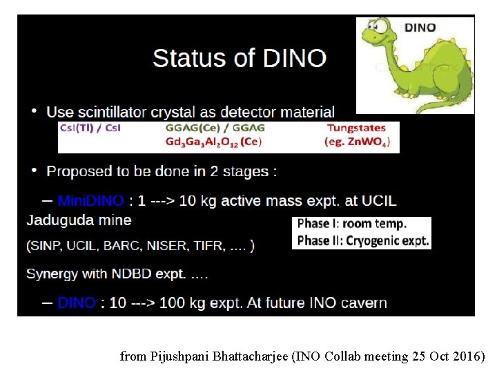 from Pijushpani Bhattacharjee (INO Collab meeting 25 Oct 2016) 