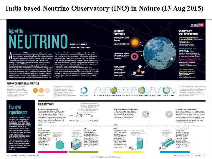 India based Neutrino Observatory (INO) in Nature (13 Aug 2015) 