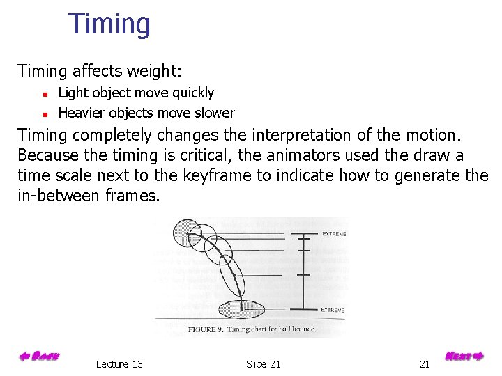 Timing affects weight: n n Light object move quickly Heavier objects move slower Timing