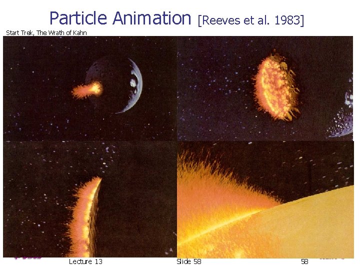 Particle Animation [Reeves et al. 1983] Start Trek, The Wrath of Kahn Star Trek,