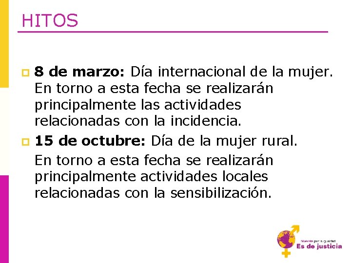 HITOS 8 de marzo: Día internacional de la mujer. En torno a esta fecha