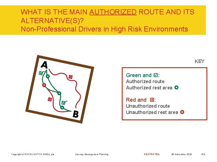 WHAT IS THE MAIN AUTHORIZED ROUTE AND ITS ALTERNATIVE(S)? Non-Professional Drivers in High Risk