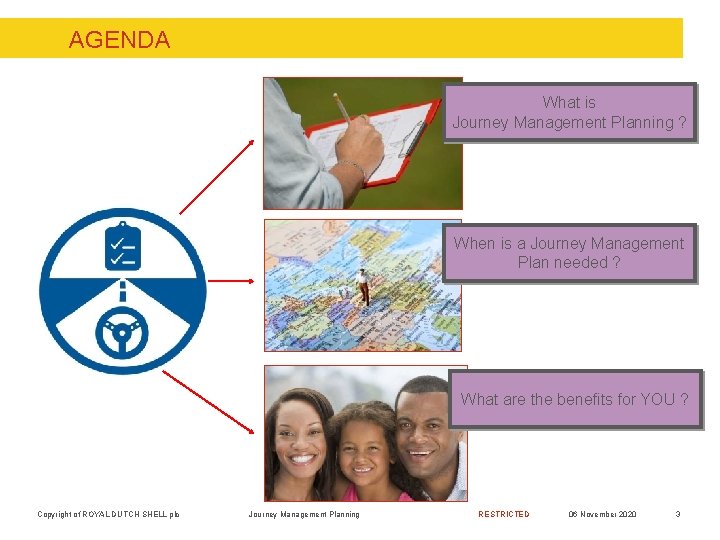 AGENDA What is Journey Management Planning ? When is a Journey Management Plan needed