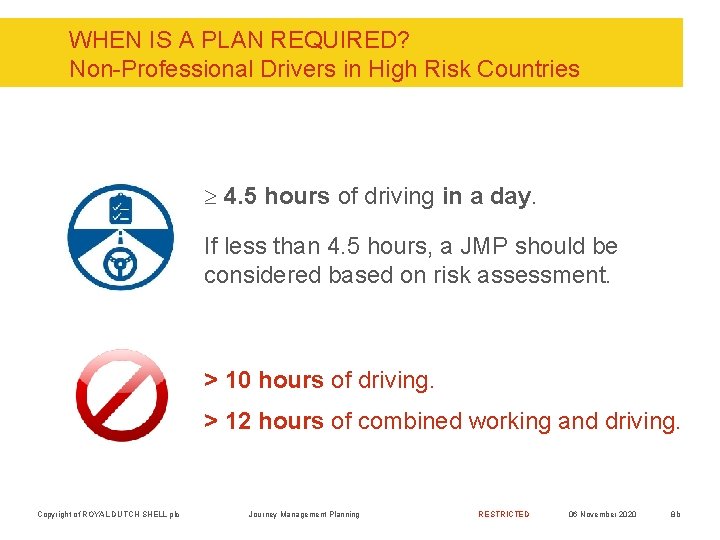 WHEN IS A PLAN REQUIRED? Non-Professional Drivers in High Risk Countries ³ 4. 5