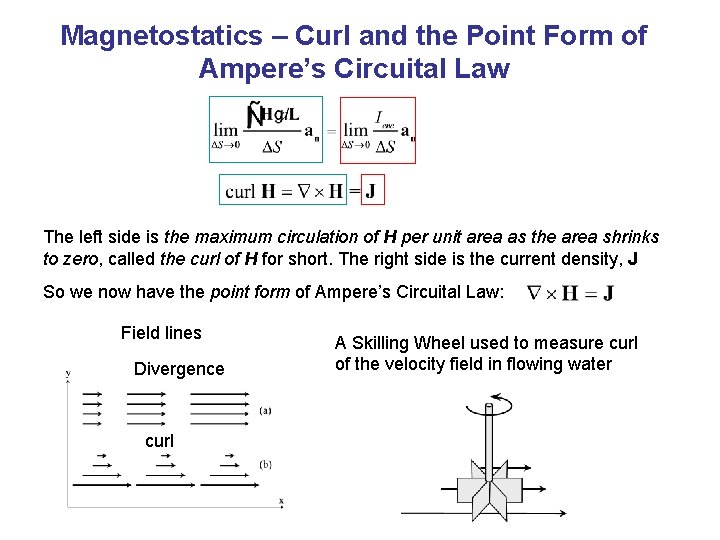 Magnetostatics – Curl and the Point Form of Ampere’s Circuital Law The left side