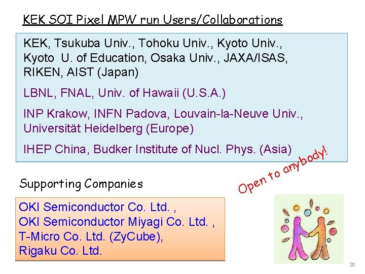 KEK SOI Pixel MPW run Users/Collaborations KEK, Tsukuba Univ. , Tohoku Univ. , Kyoto