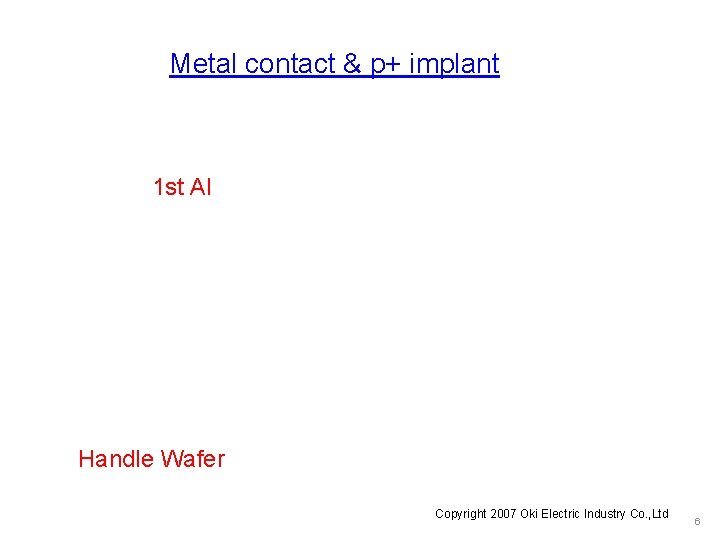 Metal contact & p+ implant 1 st Al Handle Wafer Copyright 2007 Oki Electric