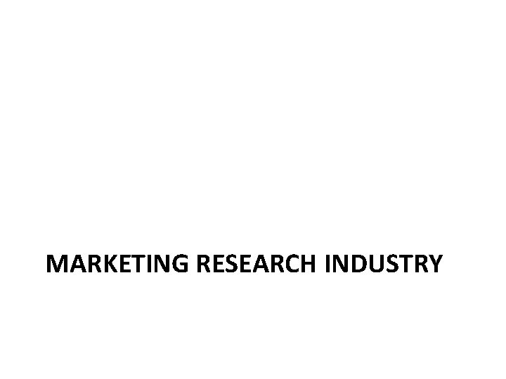 MARKETING RESEARCH INDUSTRY 